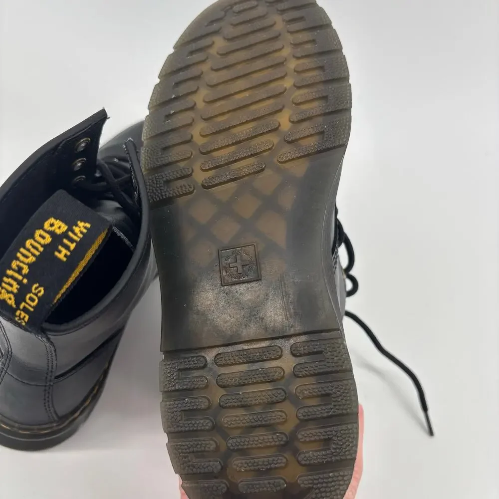 DocMartens Zavala Black Leather Platform Combat Boots Men 7 Women 8 Goth Grunge